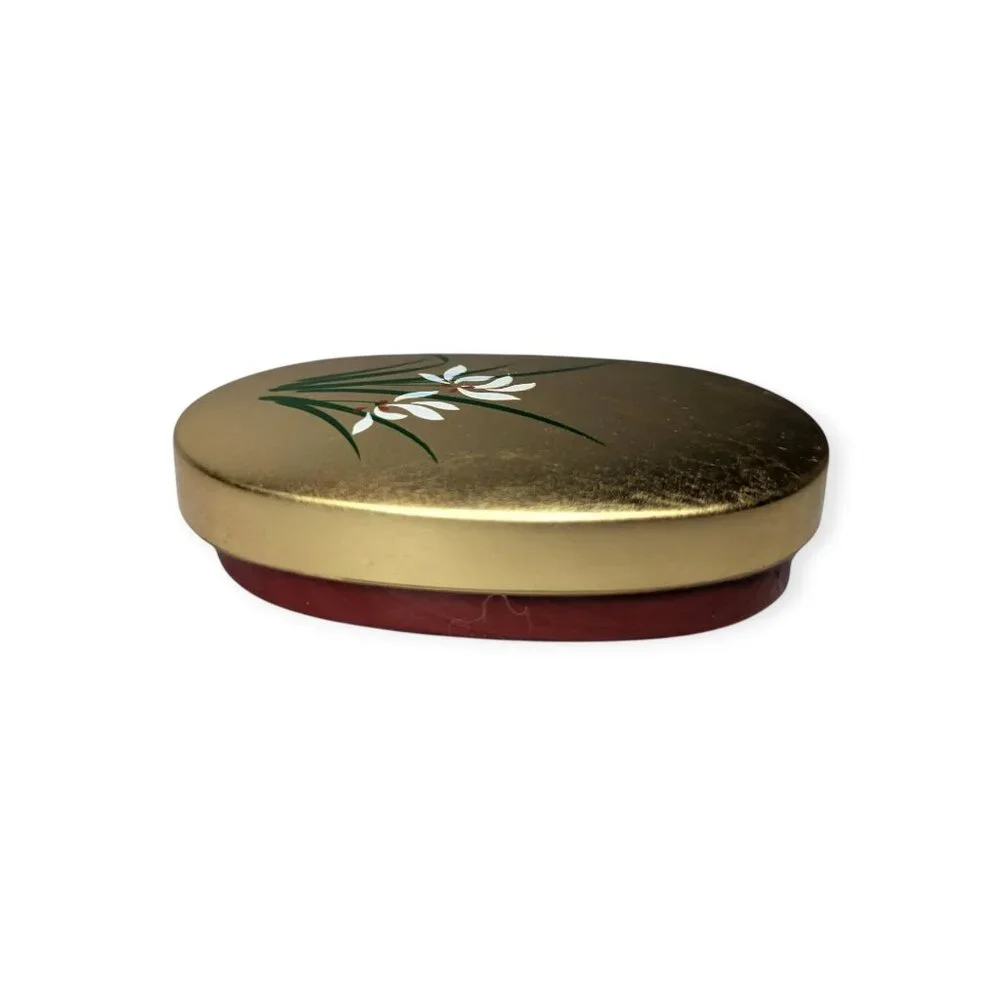 Japanese Gold Leaf Crafts Ran with Toothpick Western Gold Leaf Trinket Box NWT